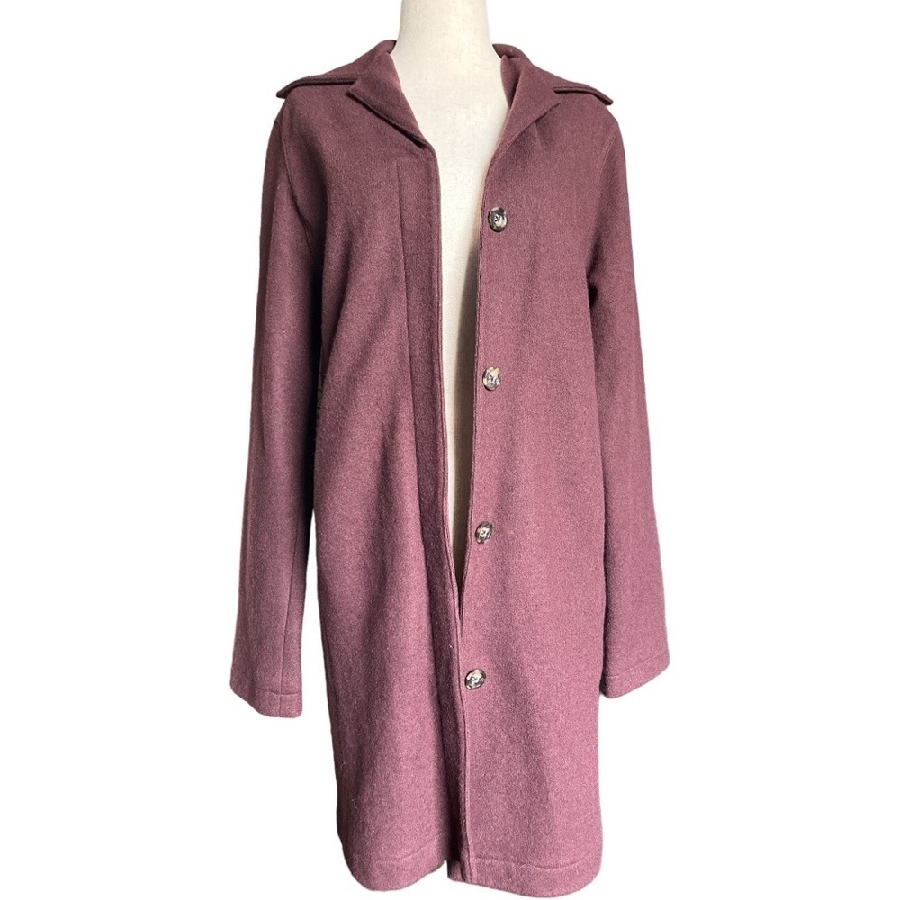 Banana Repulic Plum Purple Wool Nylon Rayon Long‎ Duster Coat Size Small